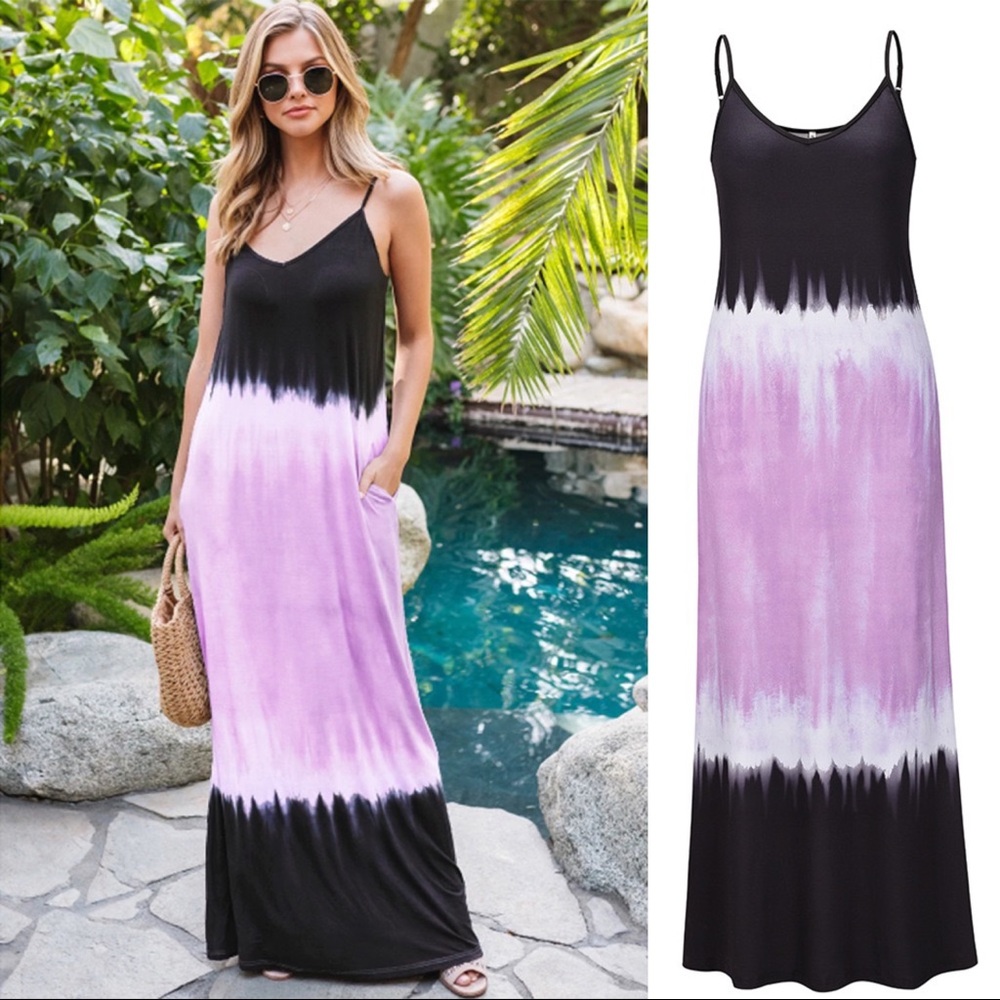 Tie Dye Slip Maxi Dress Violet